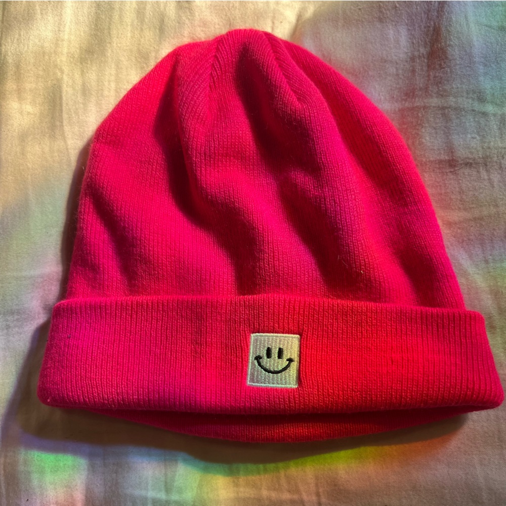 💗2 for $25💗 Adult Pink Smiley Face Beanie
